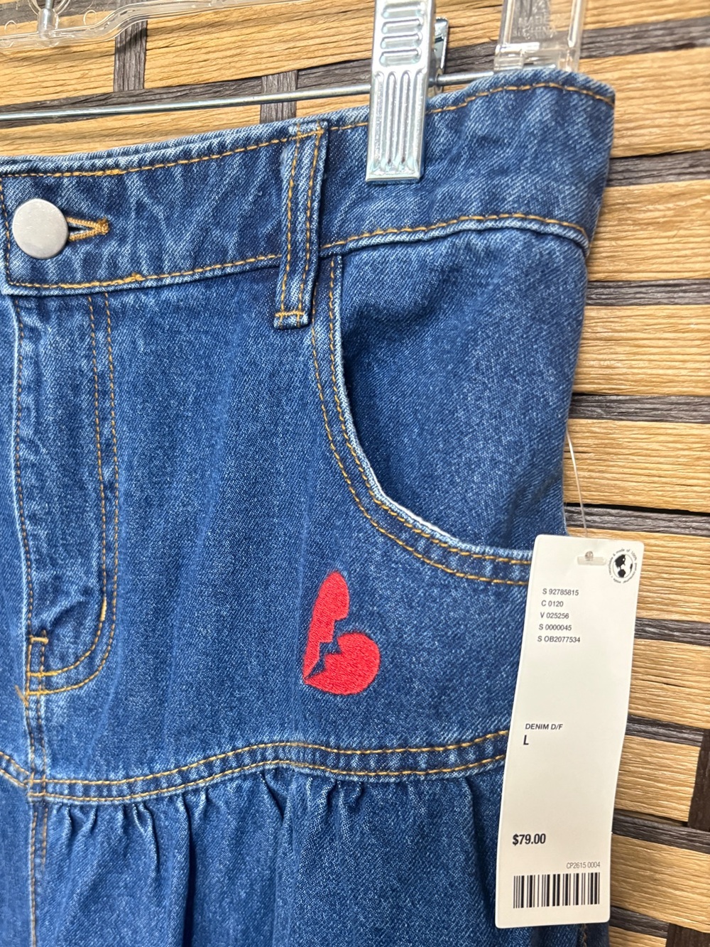 Kimchi Blue Clara Drop Waist Denim Midi Skirt Size Large - Picture 4 of 8